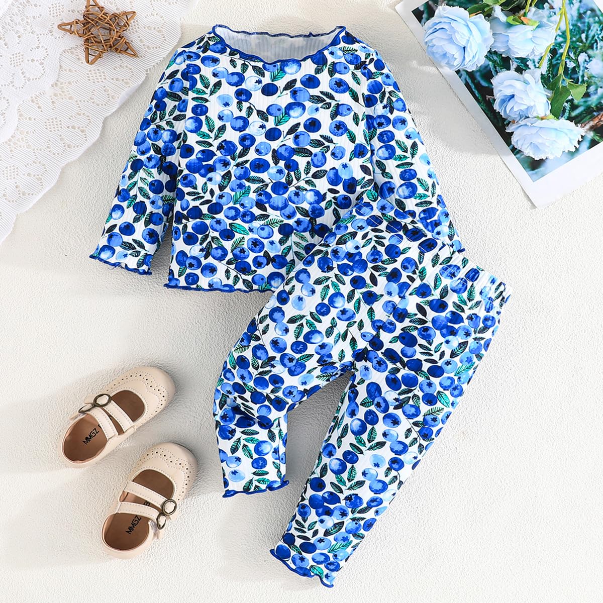 Kleinkind Baby Mädchen Kleidung Set Rüschen gerippt Kurzarm / Langarm T-Shirt Tops + Shorts Hosen 4 Stück Sommer Herbst Süße Outfits Set