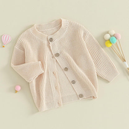 FOMOYUU Strickjacke für Kleinkinder und Neugeborene, Mädchen, langärmelig, Knopfleiste, Sweatshirt, Jacke, Herbst-Outfits