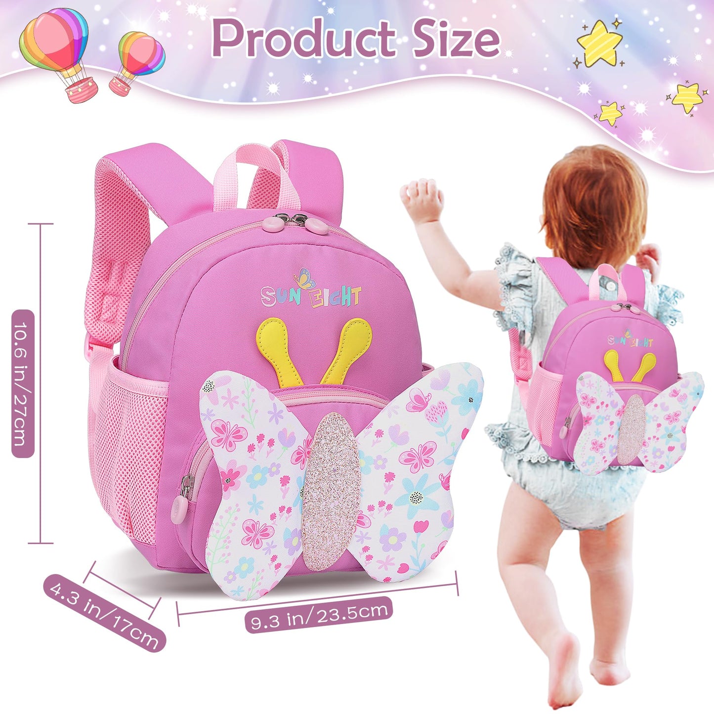 Kinderrucksack Mädchen Kleiner Rucksack Kinder mit Brustgurt, Rosa | Leicht Wasserdicht Vorschule Kleinkind, Schulrucksack Einhorn, Tagesrucksack, Kindergarten Schultasche für 1-5 Jahre