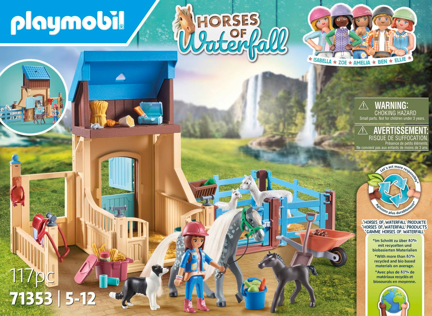 PLAYMOBIL Horses of Waterfall 71351 Waterfall Ranch, magisches Wasserfall-Paradies für Pferdefreunde, nachhaltiges Spielzeug für Kinder ab 5 Jahren