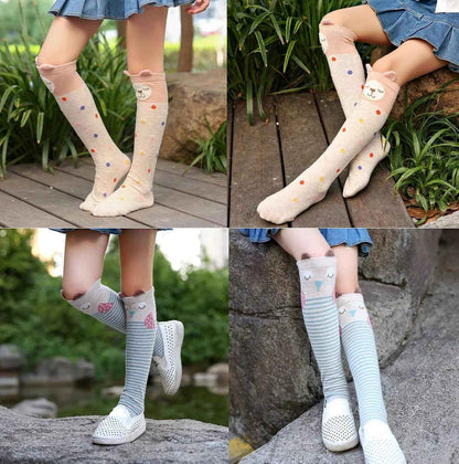 CISMARK Girls' Knee Socks 6 Pairs for Children Gifts Long Funny Children's Socks Animal Cotton Socks 3-12 Years