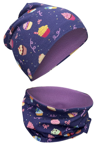 HECKBO Children's Beanie Hat & Scarf, Tube Scarf Set, for Girls and Boys, 95% Cotton, Autumn, Spring, Winter