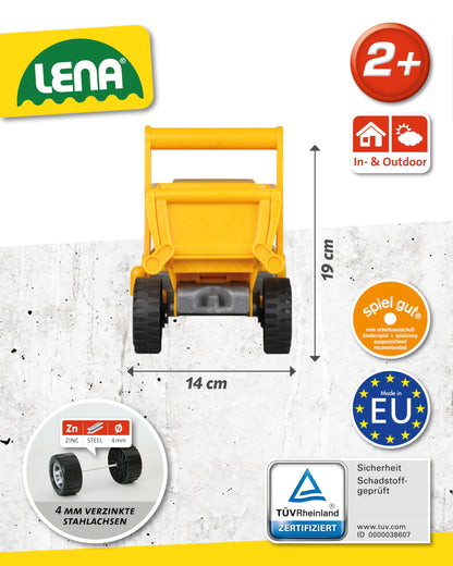 Lena 4210 EcoActives LKW Kipper, Baustellenfahrzeug ca. 27 cm, robuster Kipplaster, Muldenkipper für Kinder ab 2 Jahre, Spielfahrzeug in gelb