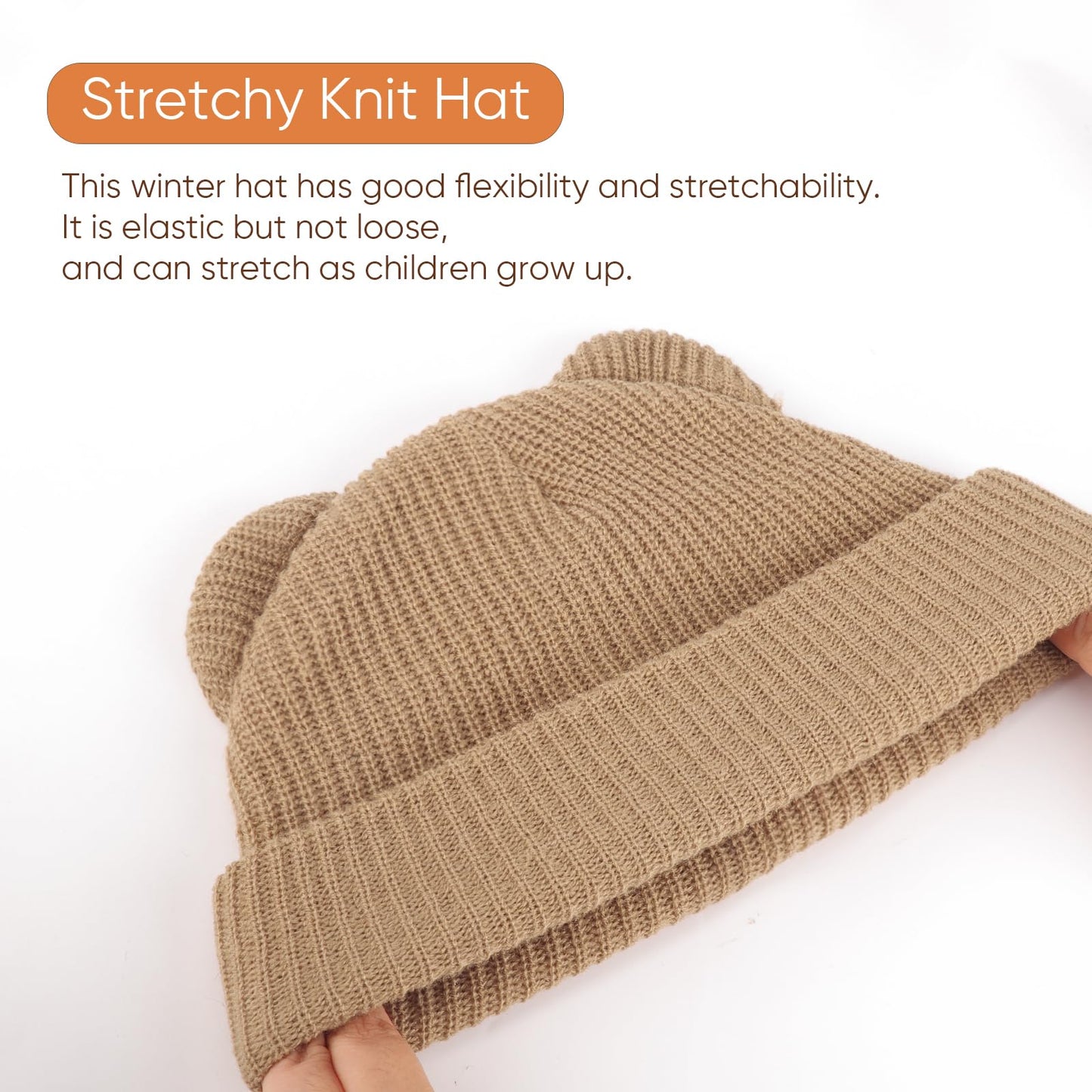 DRESHOW Toddler Beanie Baby Winter Hats Baby Soft Knitting Cute Bear Ears Hat for Boys Girls Warm Hat Hats for 0 Months - 24 Months 
