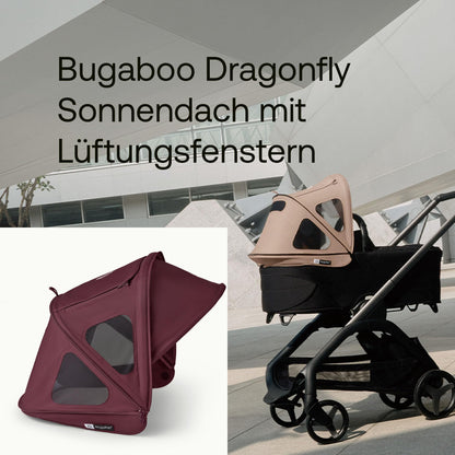 Bugaboo Dragonfly Sonnendach mit Lüftungsfenstern, ausziehbar für zusätzlichen und optimalen Sonnenschutz, wasserabweisend, Deep Indigo