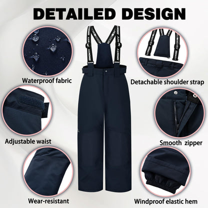 SMONTY SNOWER Boys' Snowsuit with Removable Hood, Ski Suit, Extra Warm, Winter Suit