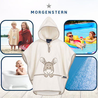 Morgenstern Bath Poncho Children's Baby Girls Boys 100% Cotton Oeko-Tex Baby Bath Towel Hooded Towel Bathrobe Terry Cloth