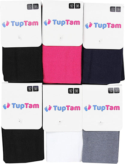 TupTam, Girls' Knitted Tights, Colourful Pattern, Pack of 6