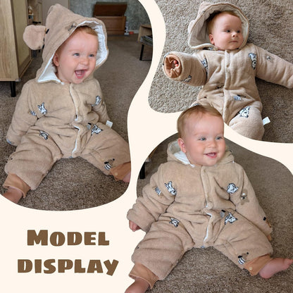Baby Winter Schneeanzug Neugeborenen Winter Strampler mit Kapuze Fleece Winteranzug Kinder Mädchen Jungen Langarm Overall für 0-12 Monate