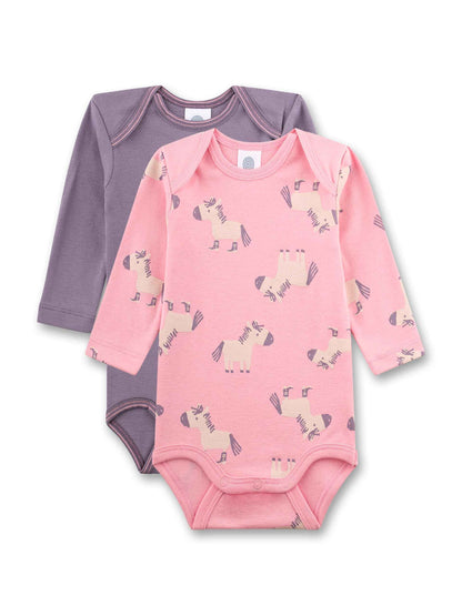 Sanetta Baby Bodysuit Long Sleeve (Double Pack) Roas & Lial Donkey | High-Quality and Sustainable Bodysuit for Girls Made of Organic Cotton