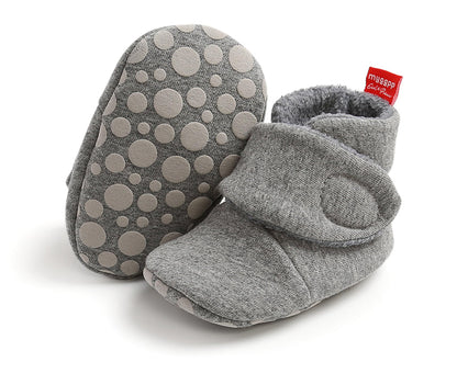 Newborn Warm Winter Booties, Organic Cotton Lining and Non-Slip Stripes, Booties, Sock Shoes for Winter with Soft Sole, Crawling Shoes, Size 0 - 18 Months, Baby Boys and Girls, Prewalker and Toddler Shoes