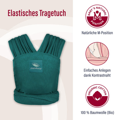 manduca Sling - Babytragetuch - Elastische Babytrage für Neugeborene von der Geburt bis zu 15 kg - Bio-Baumwolle - GOTS zertifiziert