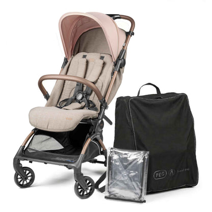 PEG Leichter Buggy Volo mit Regenschutz, Handgepäckgröße, Flugzeuggeeignet, Kompakt, Ab Geburt bis 22 kg, Reisetasche Inklusive, Malva