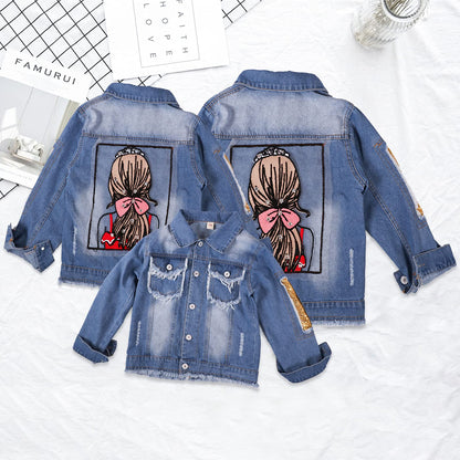 Amur Leopard Kids Girls Denim Jacket Cotton Denim Jacket Cute Children Spring Autumn Jacket 