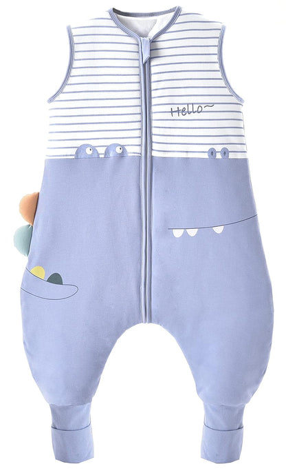 Chilsuessy Baby Sleeping Bag with Legs, 1.5 Tog, Sleeping Bag, 100% Cotton, All-Year Sleeping Bag with Feet, Baby Sleeping Bag, Children, 1.5 Tog/Zebra, 80 cm / Baby Height 85–95 cm