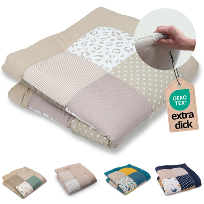 ULLENBOOM Krabbeldecke für Baby 100x100 cm, 100% OEKO-TEX Materialien, Made in EU, Dick & weich gepolstert, Sandblume - ideal als Babydecke, Laufgittereinlage & Spieldecke Baby - Meloni2