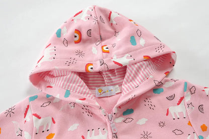 EULLA Children's Girls' Zip Up Hoodie Sweat Jacket Hooded Jacket Hooded Jacket Hoodie Long Sleeve Cotton Unicorn Pullover Hoodie Sweatshirt with Zip 92 98 104 110 116 122