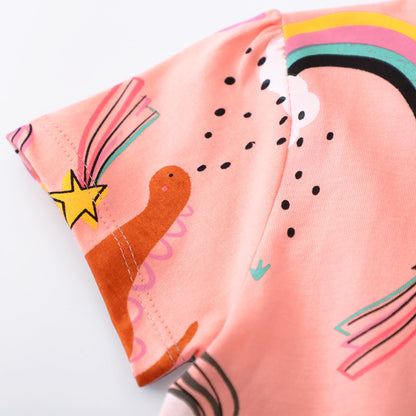 FILOWA Kleider für Mädchen Kinder Einhorn Blumen Stickerei Herz Druck Tier Sommerkleid Cartoon Kinderkleider Embroider Baumwolle Mädchenkleid Lange/Ärmellos Lässige Geburtstag Kinderkleidung,Gr.92-128