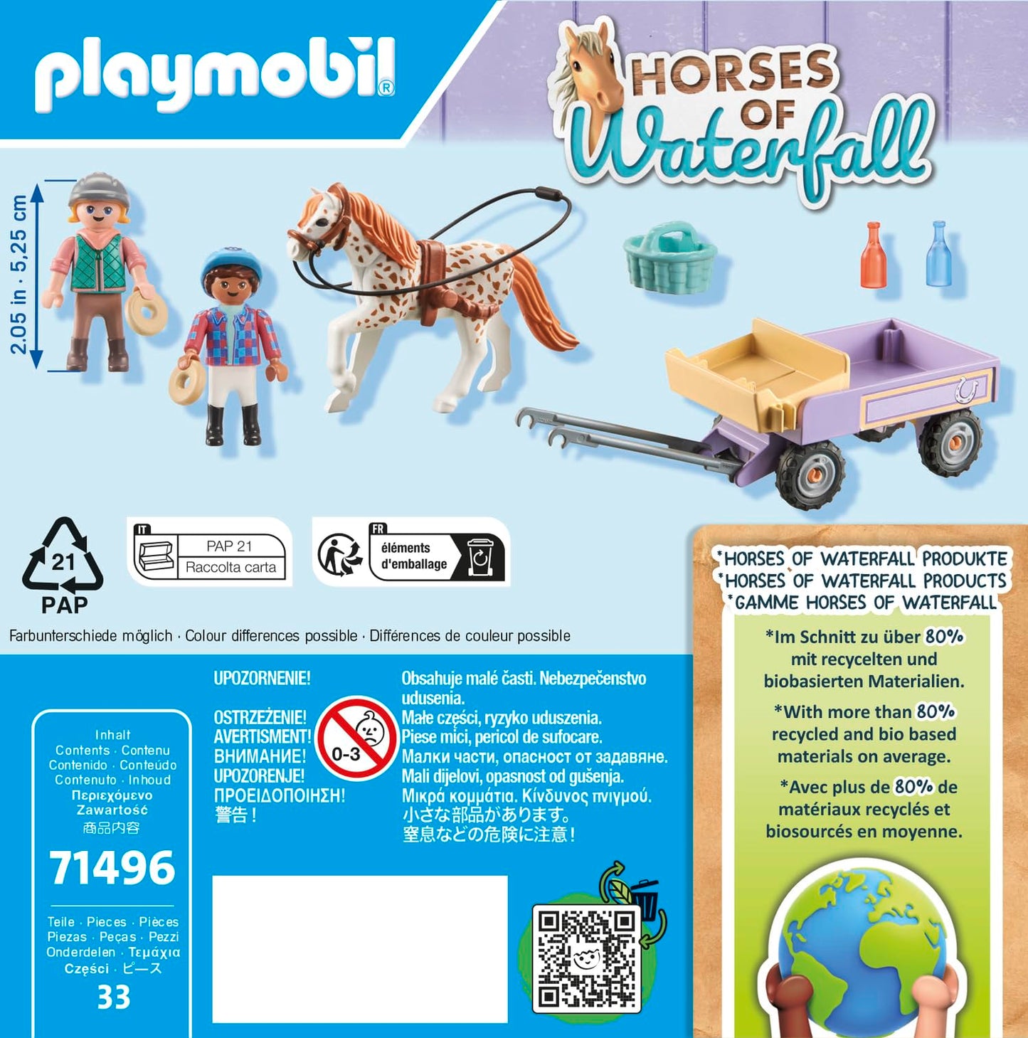 PLAYMOBIL Horses of Waterfall 71496 Pony Carriage, Magical Trip with the Pony, Exciting Adventures at the Waterfall Ranch, Detailed Toy for Children from 4 Years