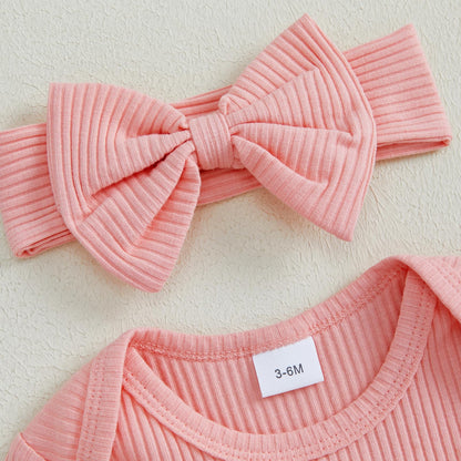 Geagodelia Baby Girl Romper + Headband Newborn Clothing Outfit Jumpsuit Baby Clothes Soft Baby Romper 