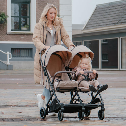 Deryan XP X2 Kinderwagen Buggy 2 in 1 - Buggy klein zusammenklappbar - Geburt bis 4 Jahre - Baby Wagen pro Sitz belastbar bis 22kg - Kinderbuggy klappbar - KOMPAKT & FALTBAR - Grau