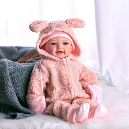 BABESIDE Baby Puppe - 43 cm / 17 Zoll Mädchen Babypuppen mit Stoffkörper - Babypuppe Mit Bezauberndem Outfit, Schnuller Und Babyflasche Als Geschenk FüR Kinder Ab 2 Jahren