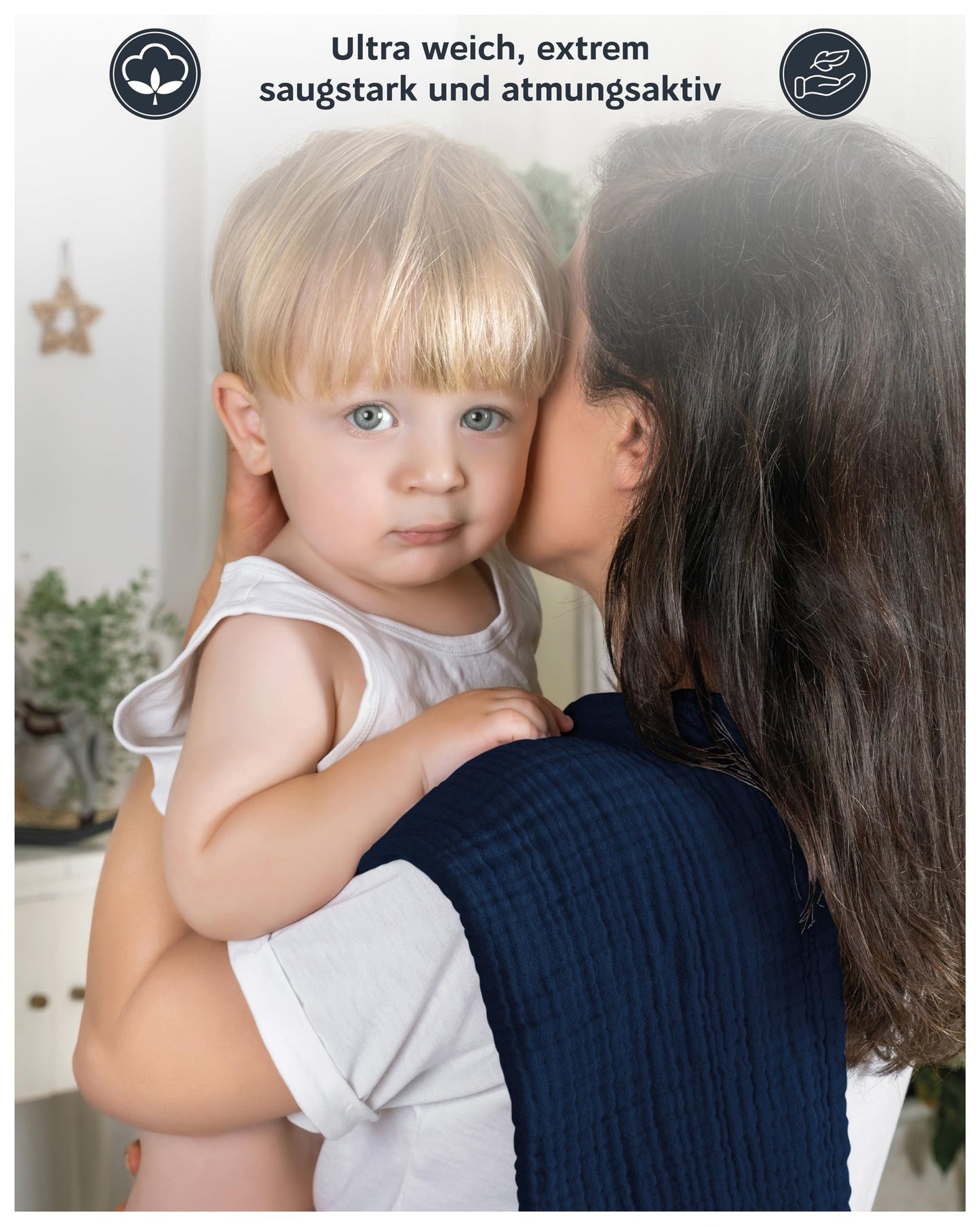 LAYNENBURG 10er-Set Premium Spucktücher Baby aus extra weichem Musselin - 100% Baumwolle - 30x50cm - Oeko Tex 100 - Musselin-tücher als Mulltücher, Mullwindeln oder Stoffwindeln (weiß)