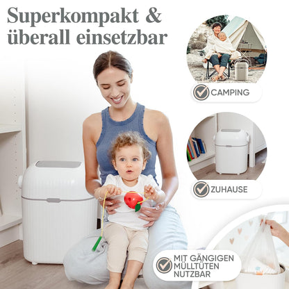 katmare Nappy Bin [Odour-Proof] Small Changing Table Nappy Bin 9 L - Nappy Bin without Cassette Odour-Proof Changing Bin Nappies Baby Accessories Changing Table