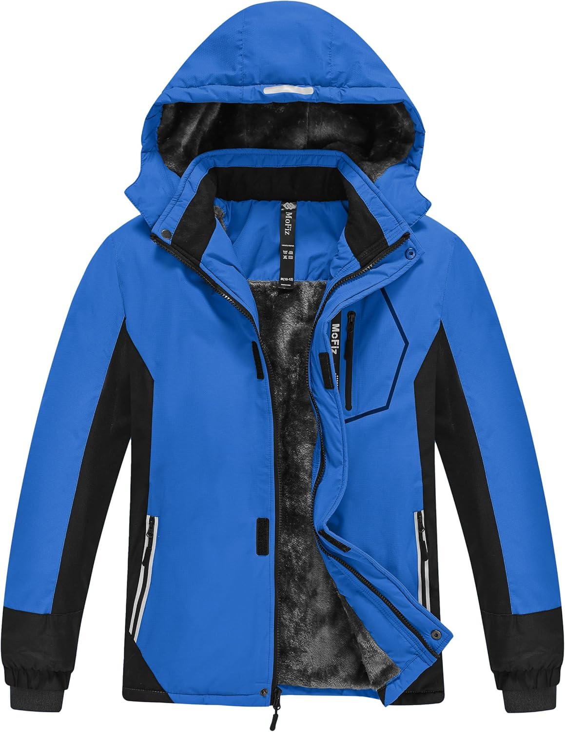 MoFiz Winter Jacket Boys Ski Jacket Warm Inner Lining Children's Outdoor Softshell Jackets Snow Jacket with Removable Hood