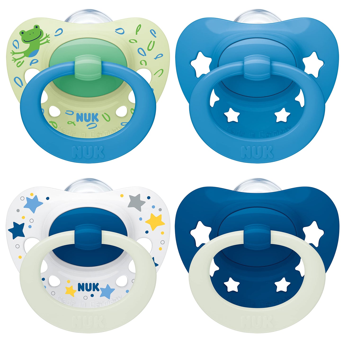NUK Signature Day & Night Baby Pacifiers | 0-6 Months | Soothes 95% of Babies | BPA Free Silicone Heart-Shaped Pacifier | Glow in the Dark | Hearts | Pack of 4 - Meloni2
