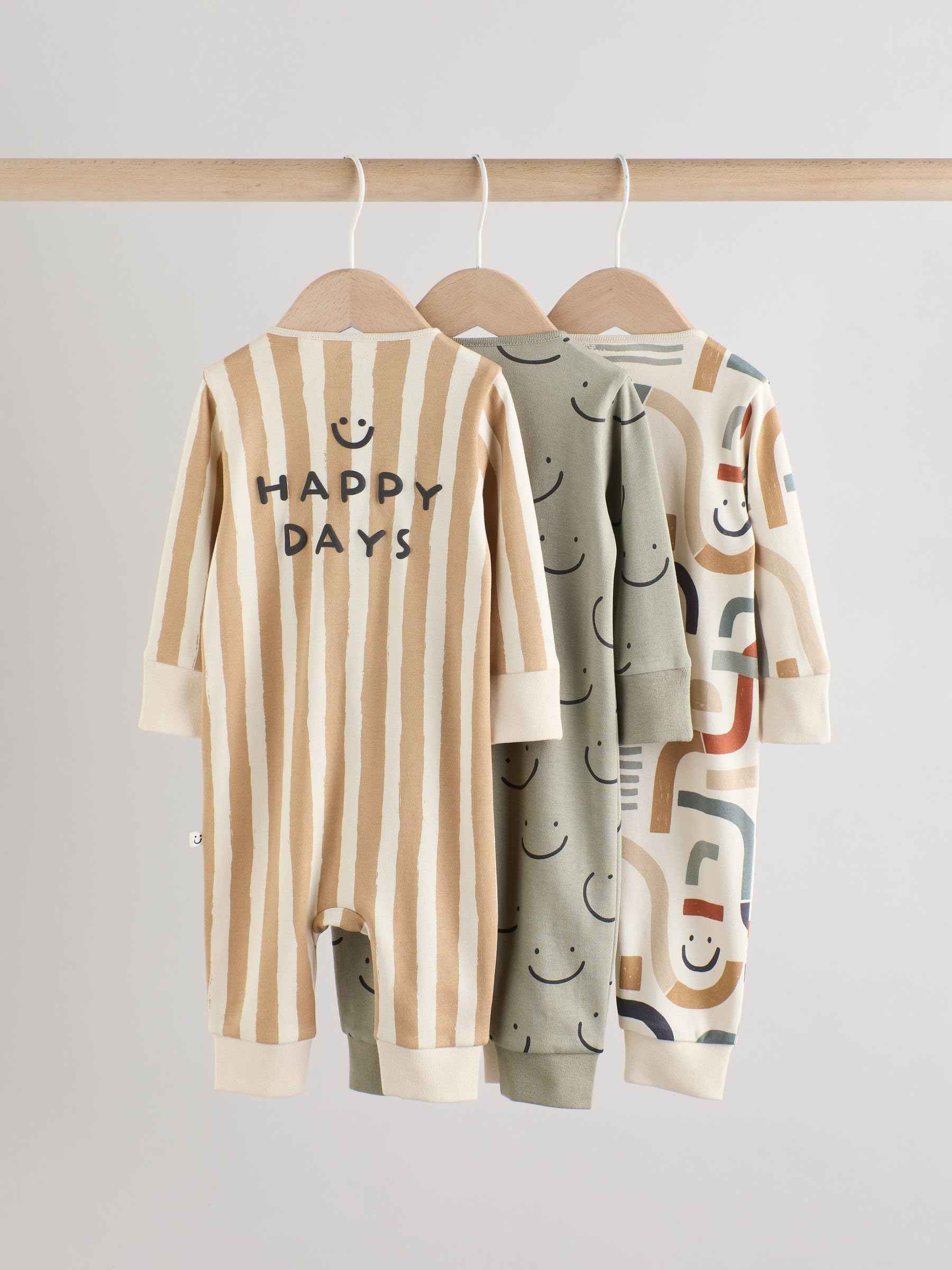 NEXT Baby Jungen Schlafanzüge mit Bärenmotiv, 3er-Pack