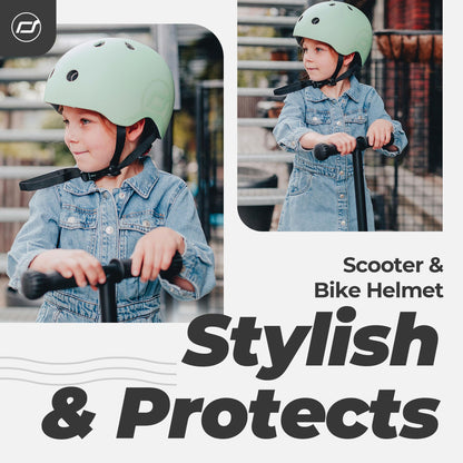 Scoot and Ride Baby Helmet with Adjustable Straps - Matte Finish - Small and Medium - Includes LED Safety Light and Soft Fleece Padding for Extra Protection