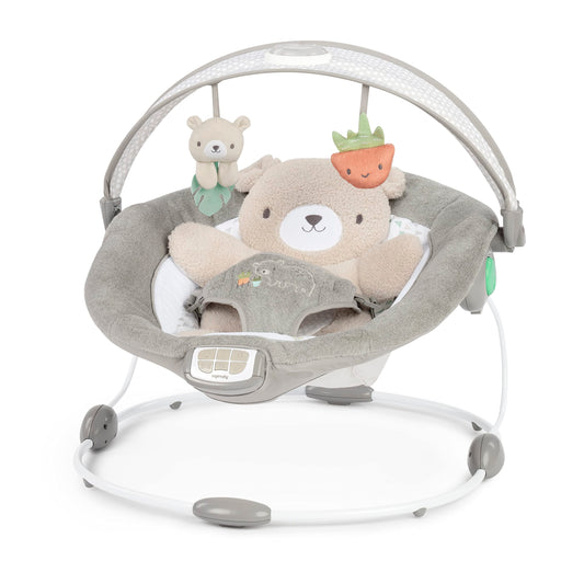 Ingenuity, InLighten Babywippe Babyschaukel mit Lichtern, Nate Bunny, Spielzeugleiste, Vibrationen, Geräuschen, Tummy Time Kissenmatte, bis zu 20 lbs, Neugeborenes+