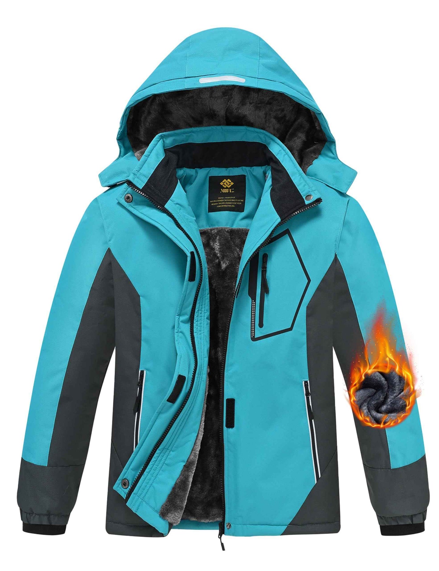 MoFiz Girls' Winter Jacket, Ski Jacket, Children's Softshell Jacket, Fleece Lining, Windproof, Outdoor Jacket with Hood