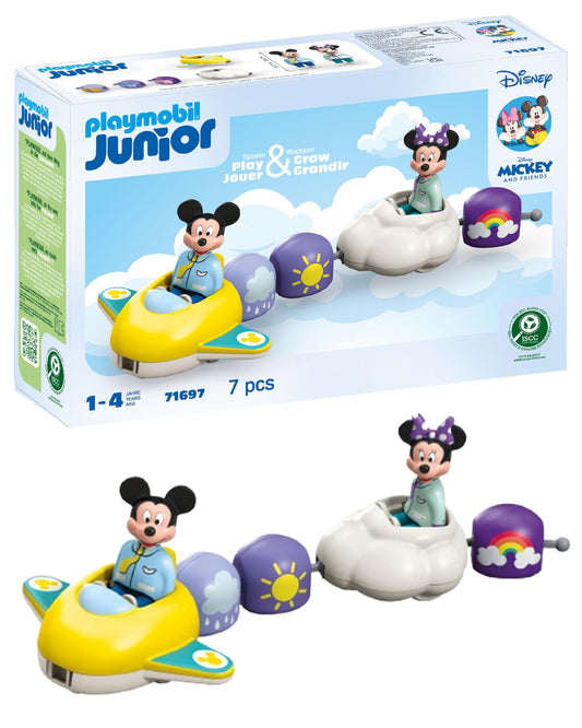 PLAYMOBIL JUNIOR | Disney | Micky Maus & Minnie Maus | Wolkenflug | nachhaltiges Spielzeug für Kinder ab 1 Jahr | 71697