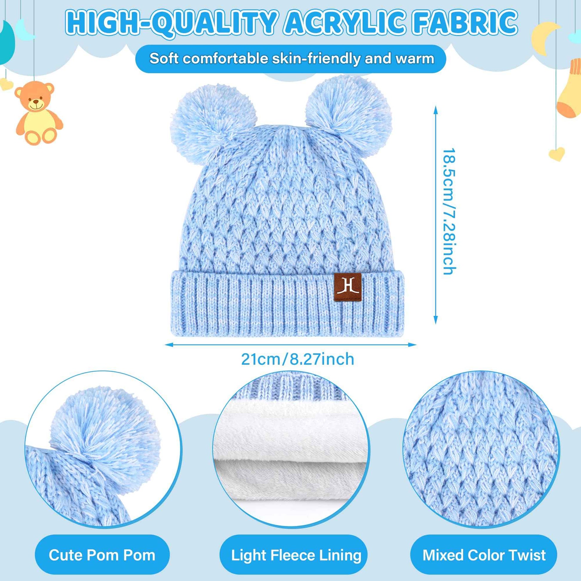 Children's Winter Hat Loop Scarf Touchscreen Gloves Set 2 3 4 5 6 7 Years Toddler Winter Hat Beanie Tube Scarf Knitted Pom Hats Gift Girls Boys