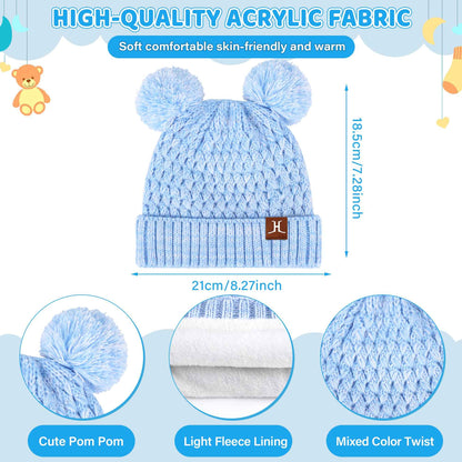 Children's Winter Hat Loop Scarf Touchscreen Gloves Set 2 3 4 5 6 7 Years Toddler Winter Hat Beanie Tube Scarf Knitted Pom Hats Gift Girls Boys