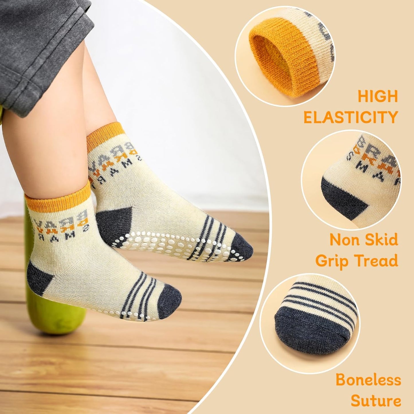 KOWAYI Stoppersocken Kinder 5/10 Paar ABS Rutschsocken Kinder Jungen, Mädchen, Baby Antirutschsocken 1-7 Jahre Grip Socken