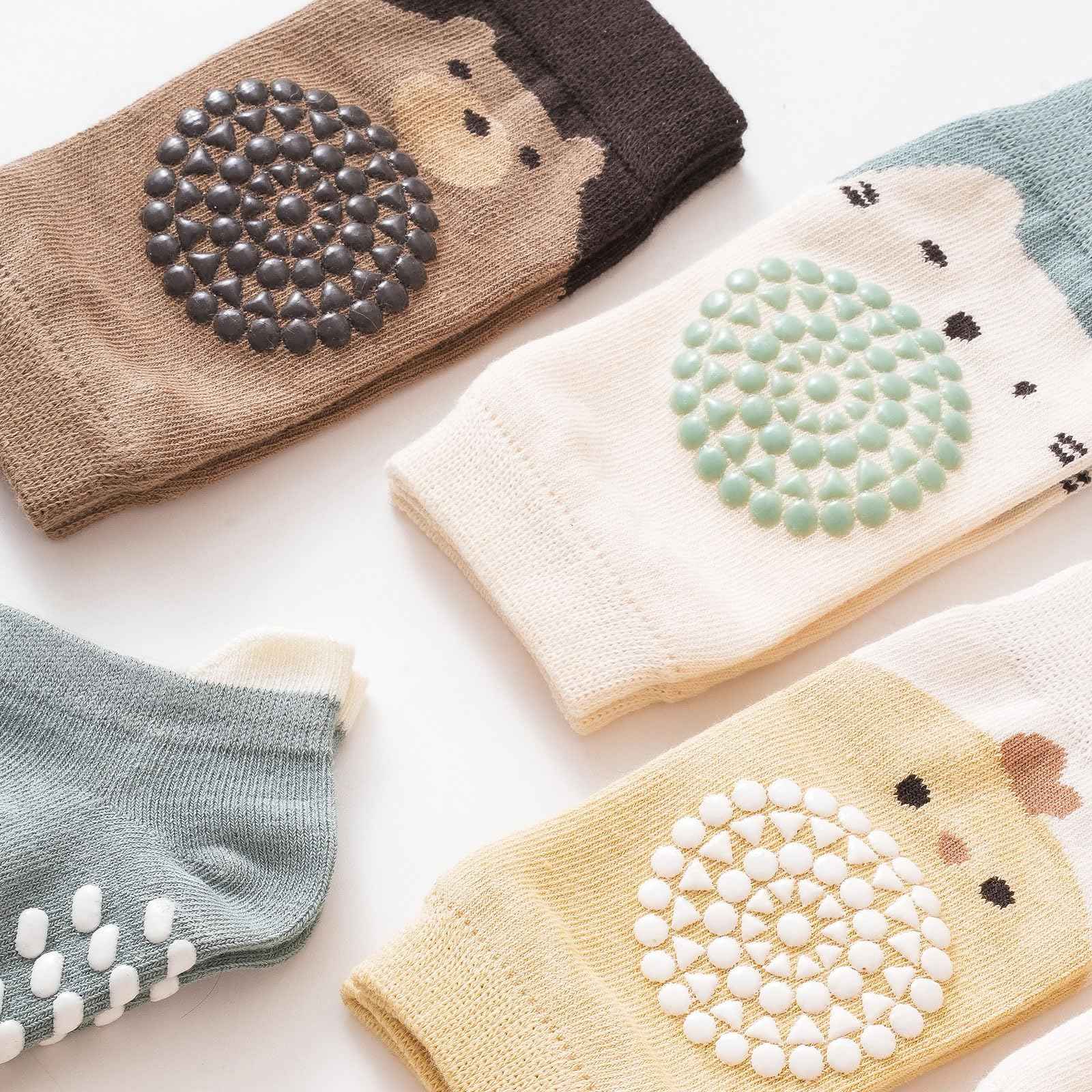 3 Paar Baby Knieschoner und 3 Paar Baby Socken Baby Krabbeln set, Anti Rutsch mit Gummipunkte Krabbelschoner Stulpen Knieschützer für Kleinkinder 0-12 Monate