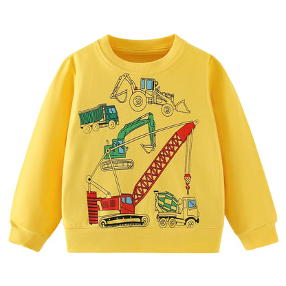 Pilipulu Sweatshirt Boys Kids Pullover Boys Cotton Long Sleeve Shirt Kids Dinosaur Digger Warm Tops 2-7 Years Size 92 98 104 110 116 122