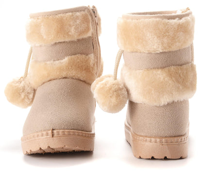 Children's Warm Lined Snow Boots, Girls' Winter Shoes, Baby Non-Slip Boots, Toddler Shoes, Soft Soles, Slip-On Boots
