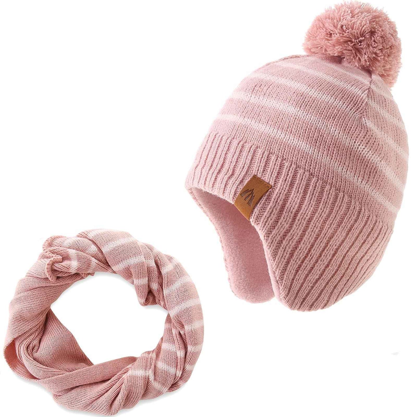 Winter Hat Girls Kids Beanie Earflap Pompom Baby Knitted Hat Girls