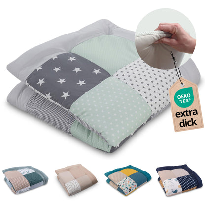 ULLENBOOM Krabbeldecke für Baby 100x100 cm, 100% OEKO-TEX Materialien, Made in EU, Dick & weich gepolstert, Sandblume - ideal als Babydecke, Laufgittereinlage & Spieldecke Baby - Meloni2