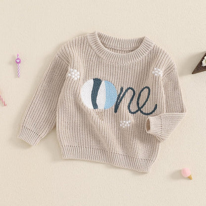 L&ieserram Baby Mädchen Jungen 1. Geburtstag Gestrickt Pullover Jumper Langarm Strickpullover Pulli Kleinkinder Kleidung Outfit Knitted Sweater 1 Jahr