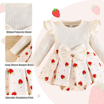 Winmany Strawberry Baby Girls Bodysuit with Sock Bow Headband Newborn Long Sleeve Bodysuit Autumn Winter Spring Jumpsuit Photography Props Clothes