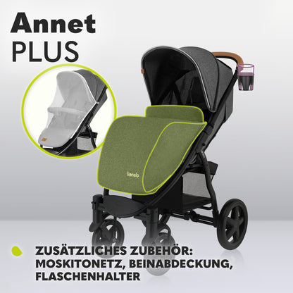 LIONELO Annet Plus Buggy up to 22 kg with Reclining Function, Small Folding Pushchair with Accessories, EVA Foam Wheels, Mosquito Net, Foot Cover Drink Holder, Basket Dreamin