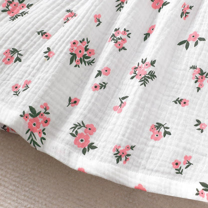 Kleinkind Baby Mädchen Sommer Kleid Outfit Rüschenärmel Herz/Blumenmuster Boho Kleider Niedliches Baby Sommerkleid mit Hut