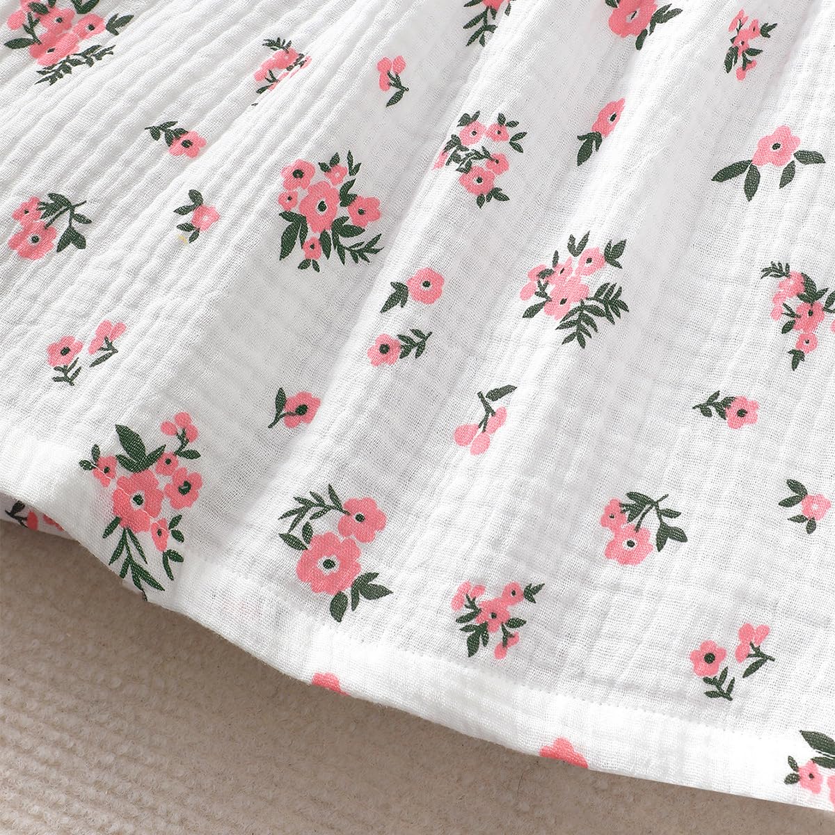 Kleinkind Baby Mädchen Sommer Kleid Outfit Rüschenärmel Herz/Blumenmuster Boho Kleider Niedliches Baby Sommerkleid mit Hut