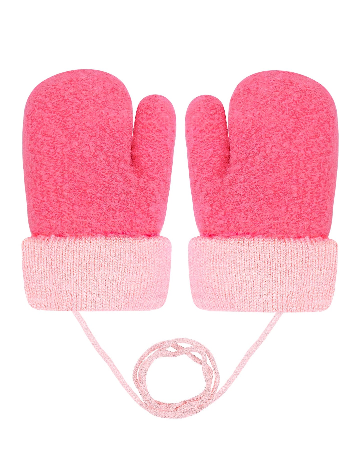 Becellen Baby Handschuhe Fäustlinge Winter, Kinder Warm Strickhandschuh Weich Niedlicher Handschuhe mit Schlüsselband für 0-3 Jahre Mädchen Junge