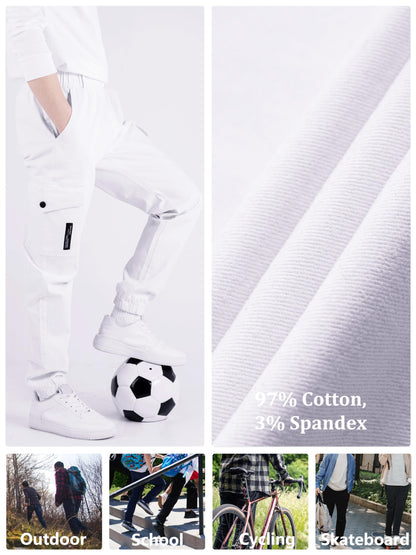 CAMLAKEE Kinder Jungen Cargohose Jogger Hose mit elastischem Bund